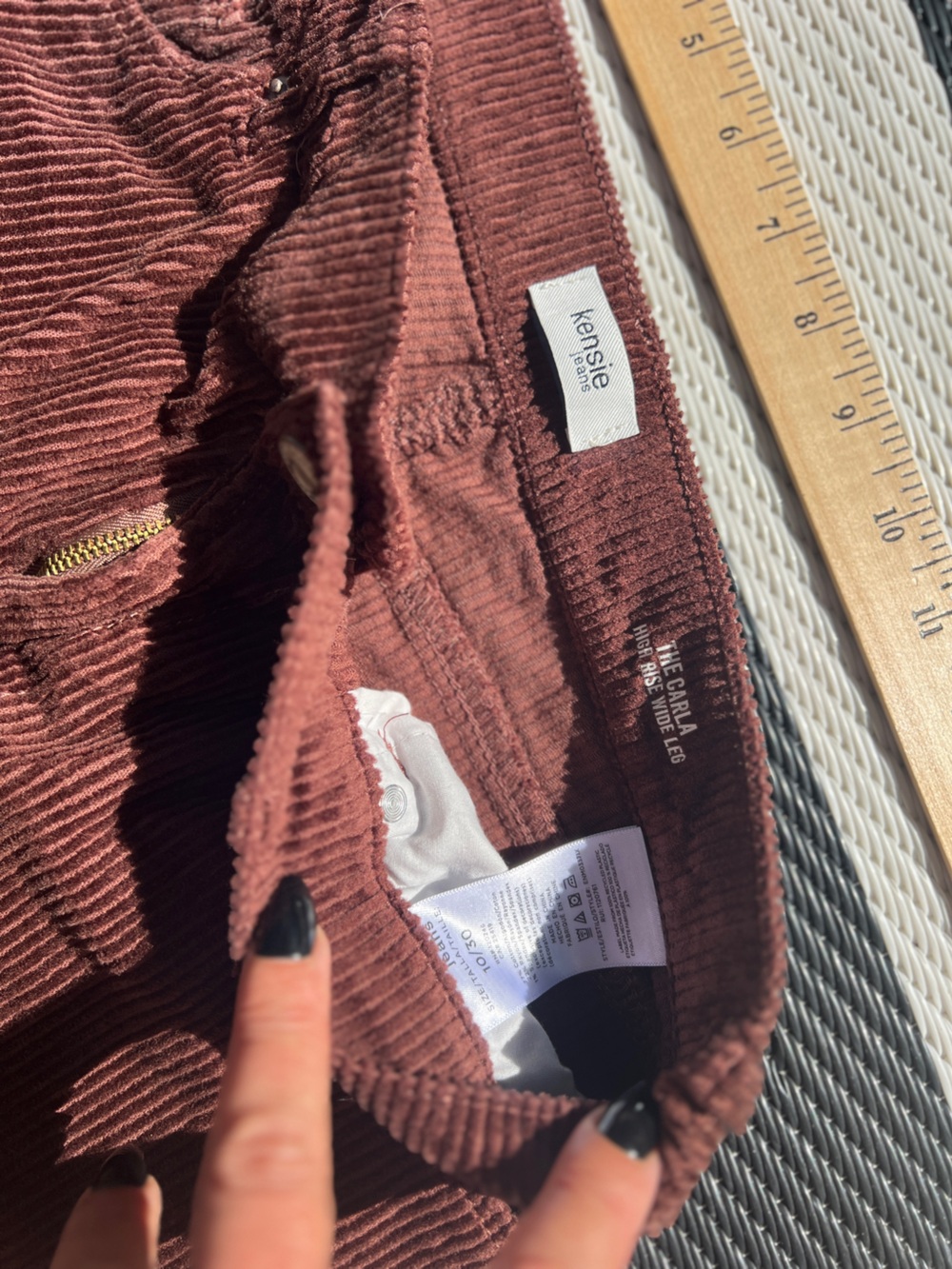 Kensie Wide-Leg Corduroy Jeans in Rich Chocolate Brown - Picture 2 of 6